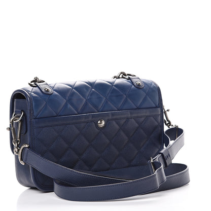 Chanel Caviar Iridescent Calfskin Quilted Medium Daily Carry Messenger Navy 2 of 13