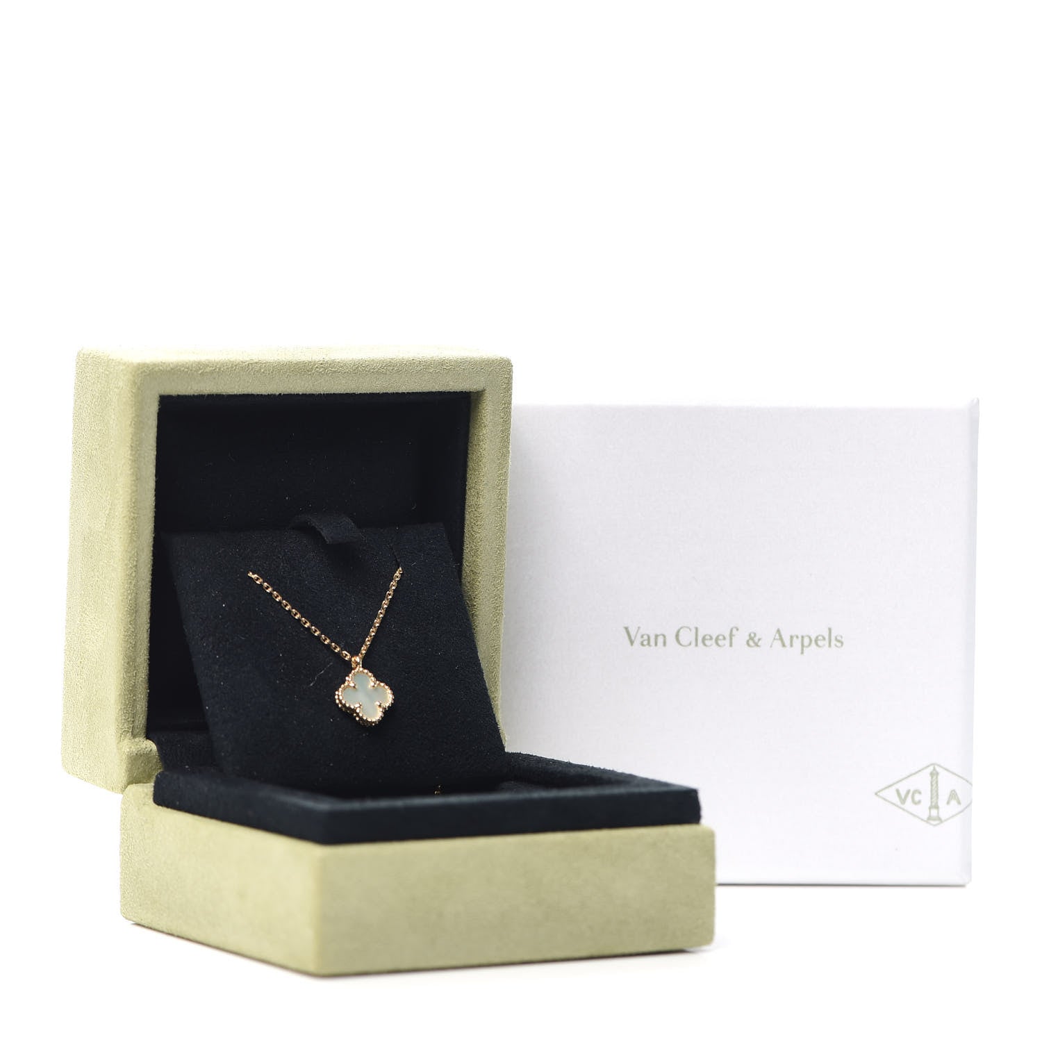 Van Cleef & Arpels 18K Yellow Gold Mother of Pearl Sweet Alhambra Pendant Necklace 8 of 8