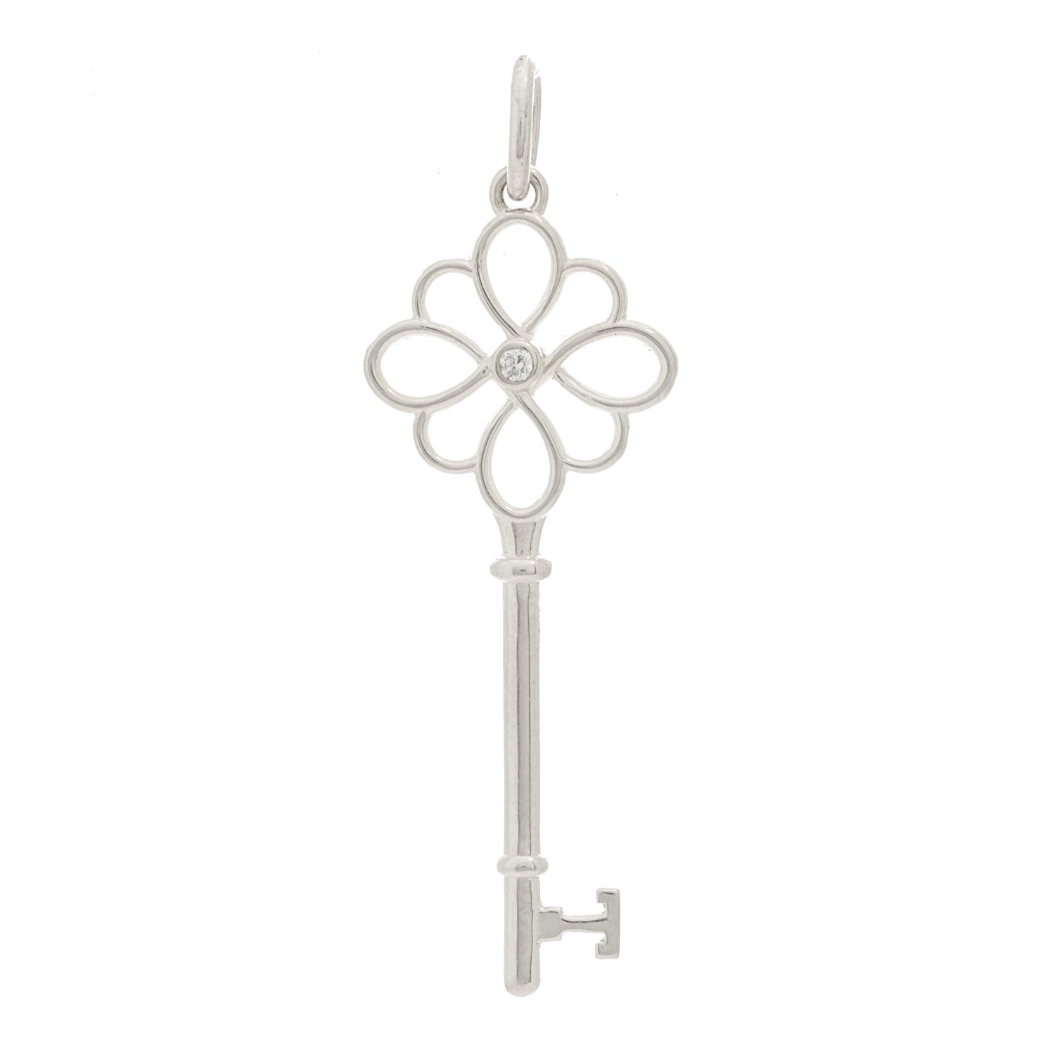 Tiffany Sterling Silver Diamond Knot Key Pendant 1 of 4
