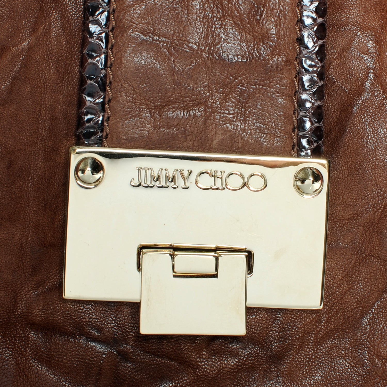 Jimmy Choo Biker Leather Elaphe Snake Trim Robin Bag 4 of 7