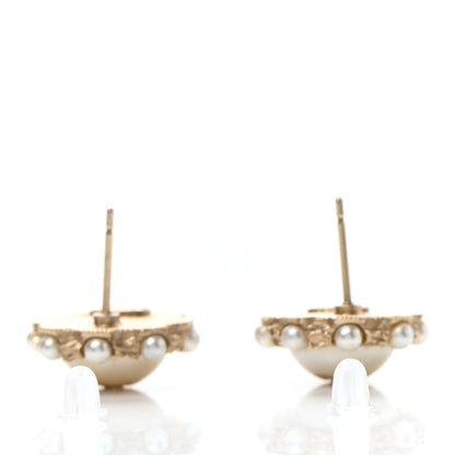 Chanel Pearl CC Round Earrings Light Gold 3 of 4