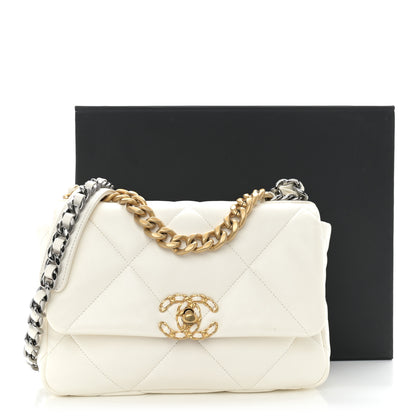 Chanel Goatskin Quilted Medium Chanel 19 Flap White 12 of 12