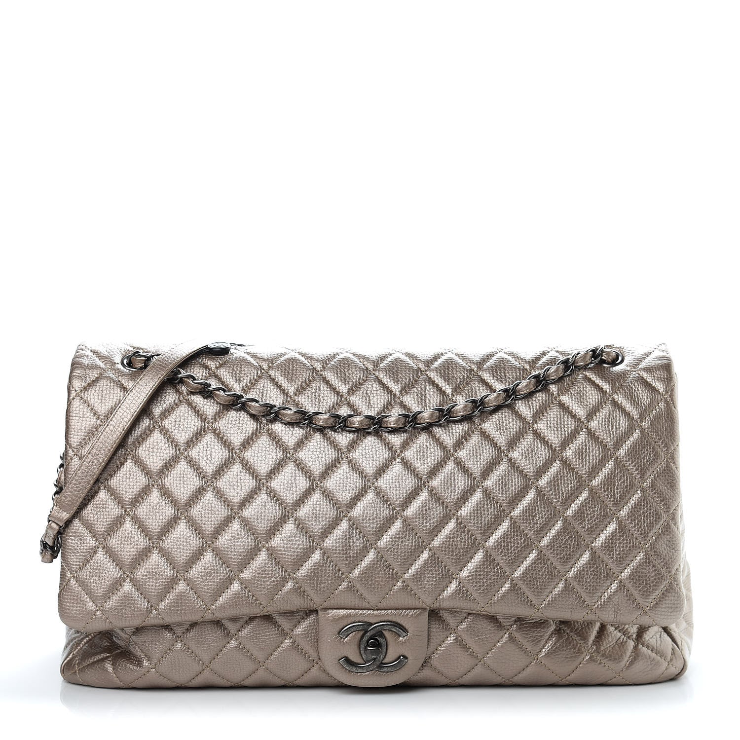 Chanel Metallic Calfskin Quilted XXL Travel Flap Bag Gold 1 of 10