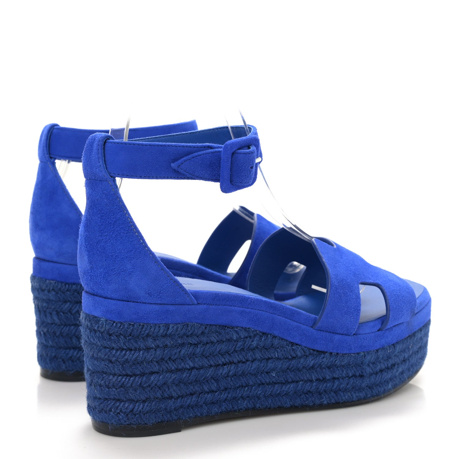 Hermes Suede Elda Espadrille Wedge Sandals 38 Bleu Océan 4 of 9
