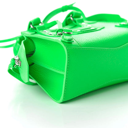 Balenciaga Grained Calfskin Neo Classic Silver Hardware Nano City Crossbody Fluo Green 6 of 9