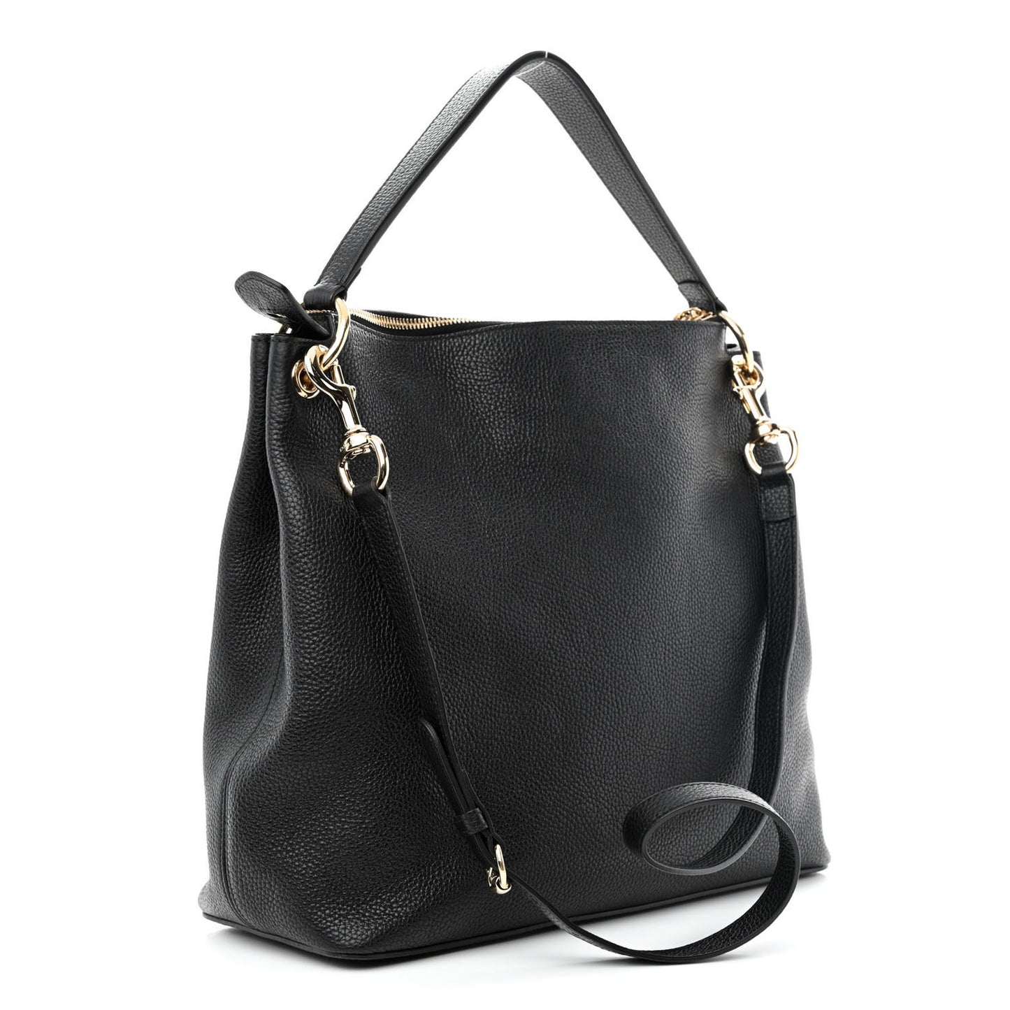 Pebbled Calfskin Large Soho Hobo Black