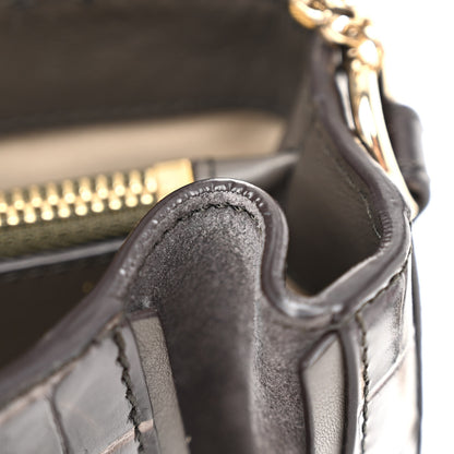 Chloe Calfskin Crocodile Embossed Small Faye Day Shoulder Bag Profound Brown 10 of 10