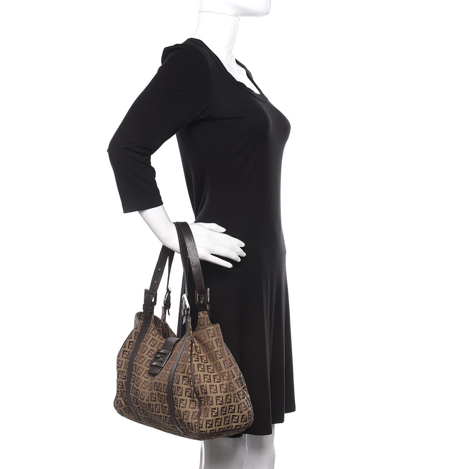 Fendi Zucchino Small Tote Dark Brown 2 of 17