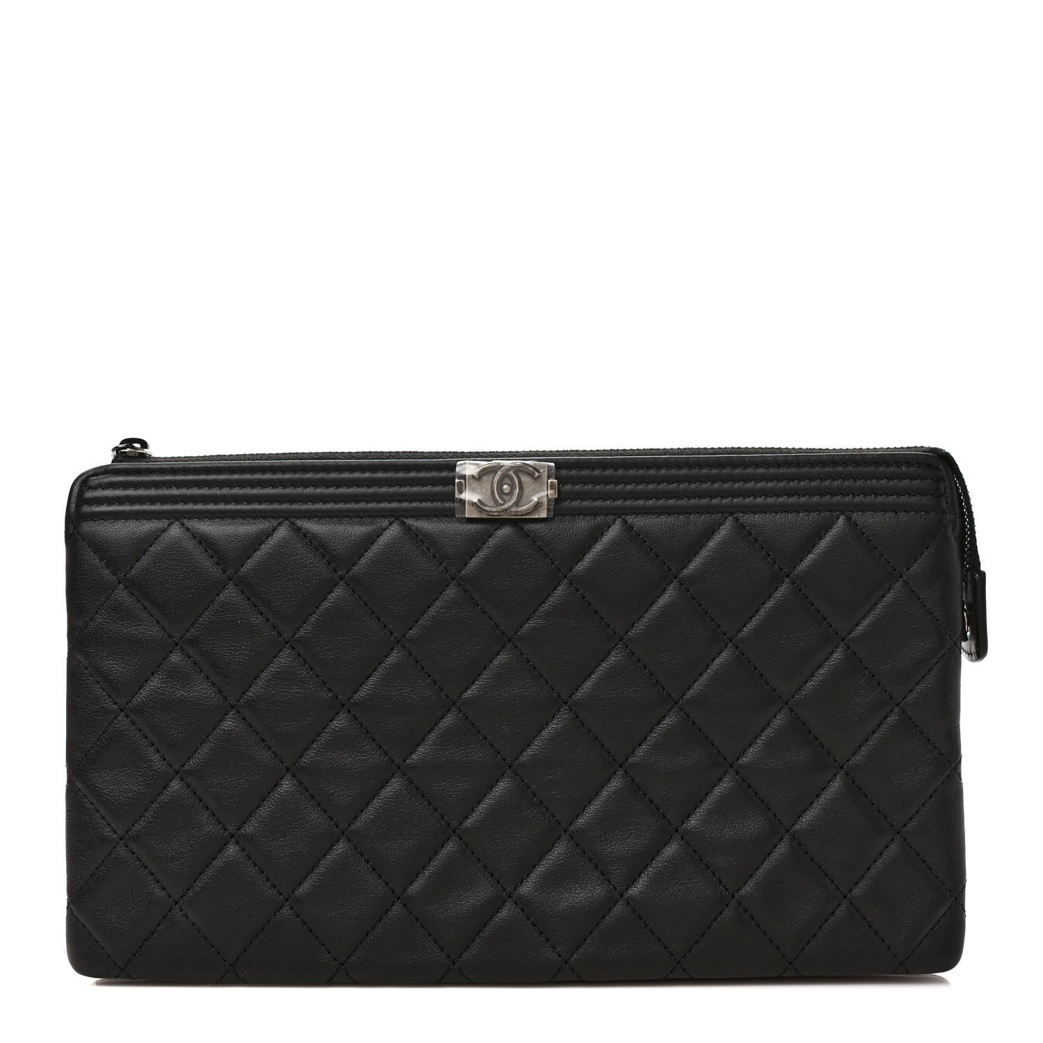 Chanel Calfskin Quilted Small Zipped Boy Pouch Black 1 of 7