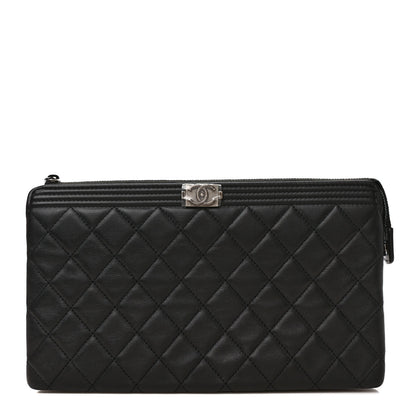 Chanel Calfskin Quilted Small Zipped Boy Pouch Black 1 of 7