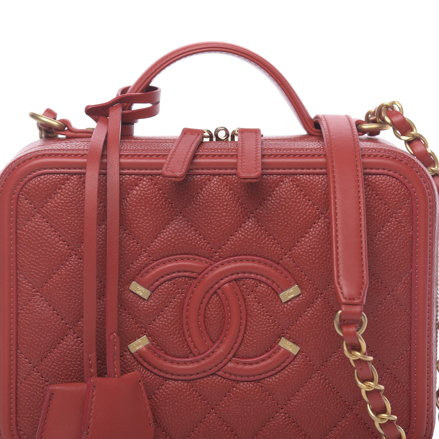 Chanel Caviar Quilted Medium CC Filigree Vanity Case Red 11 of 11