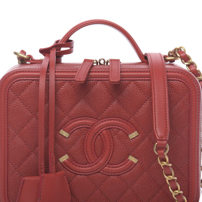 Chanel Caviar Quilted Medium CC Filigree Vanity Case Red 11 of 11