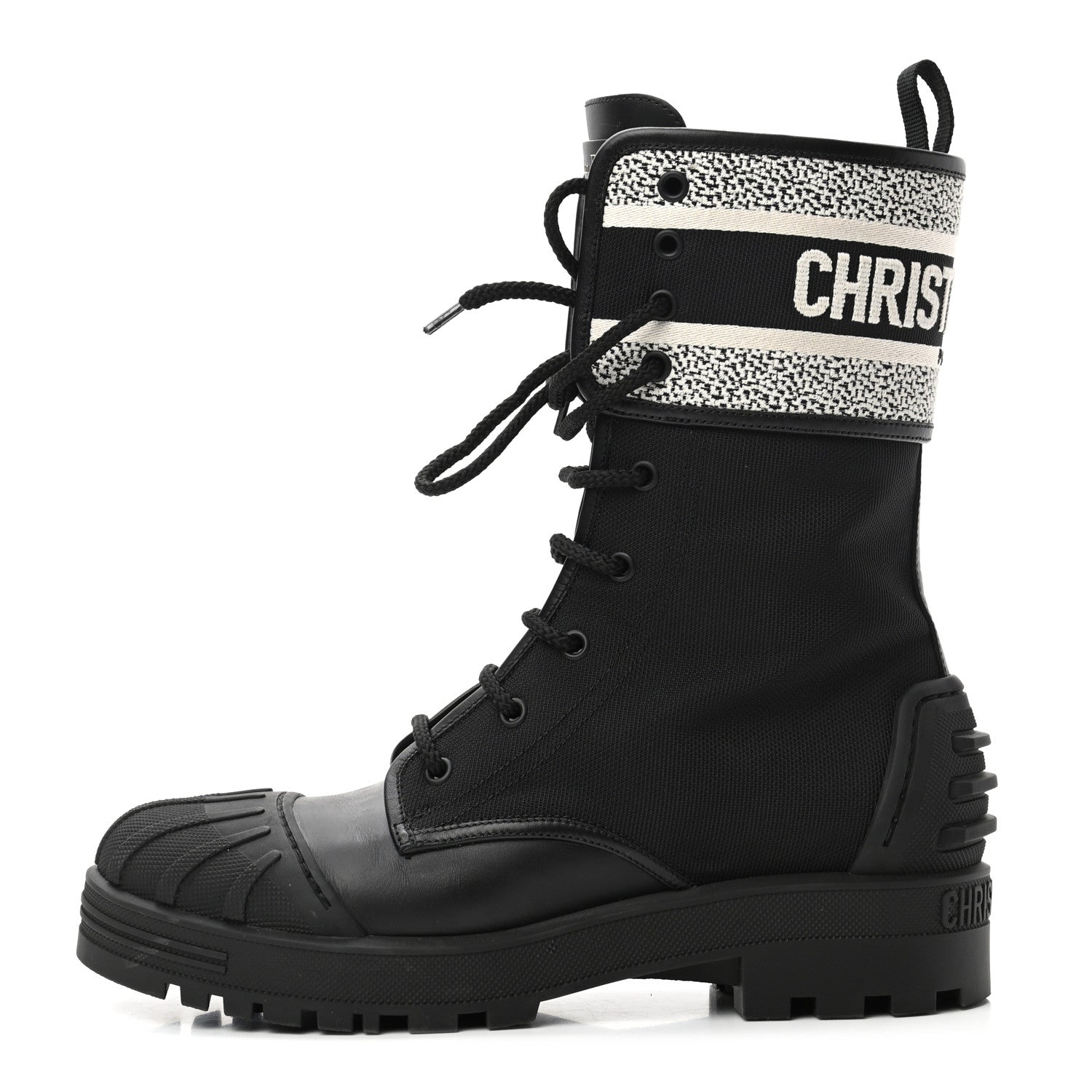 Christian Dior Calfskin Technical Fabric D-Major Ankle Boots 40 Black White 1 of 7