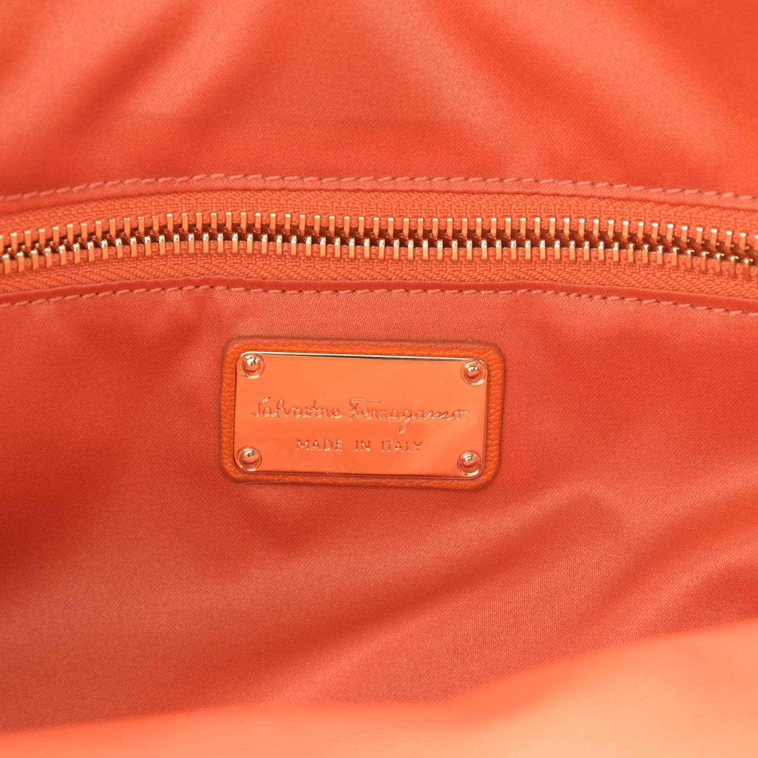 Salvatore Ferragamo Goatskin Large Mika Tote Orange 6 of 10