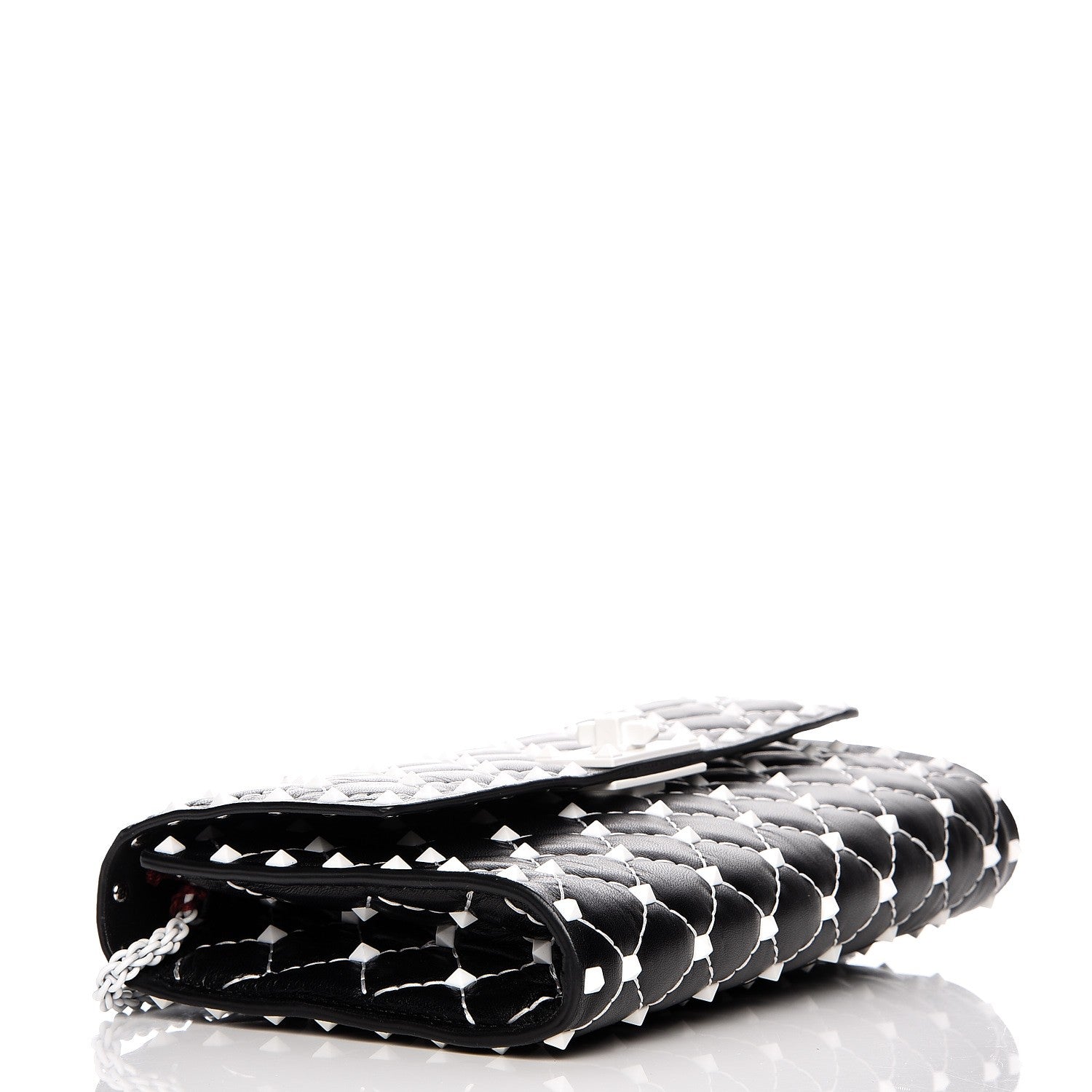 Valentino Garavani Lambskin Free Rockstud Spike Wallet On Chain Black 4 of 7