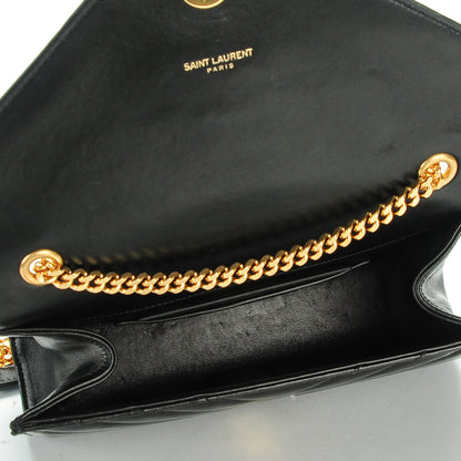 Saint Laurent Lambskin Matelasse Chevron Small Monogram Satchel Black 5 of 8