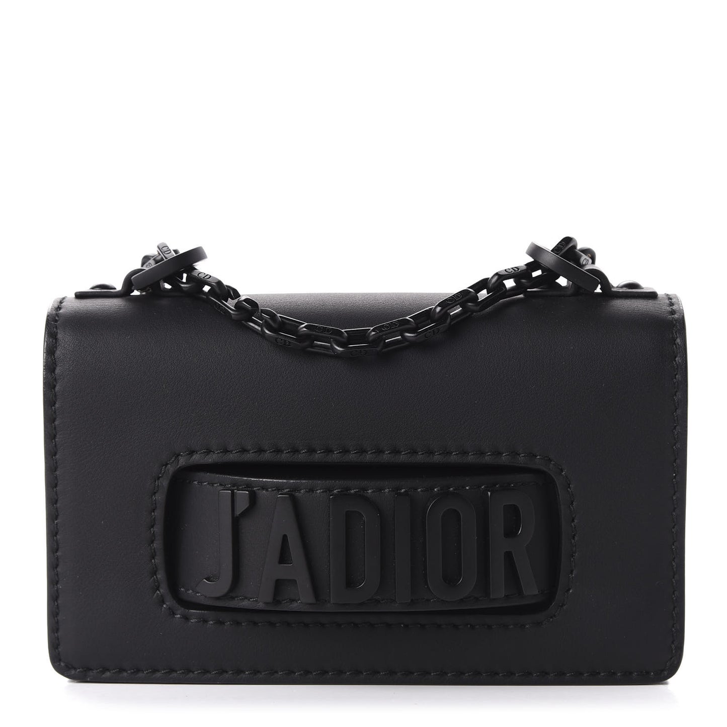 Ultra Matte Calfskin Mini J'Adior Chain Flap Bag Black