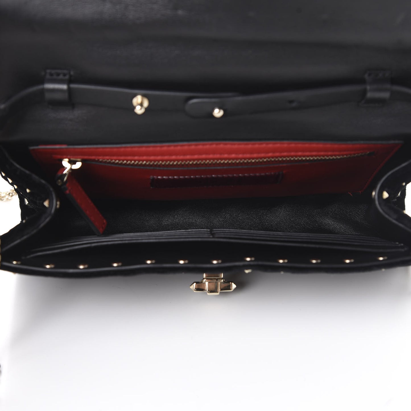 Velvet Rockstud Spike Wallet on Chain Black