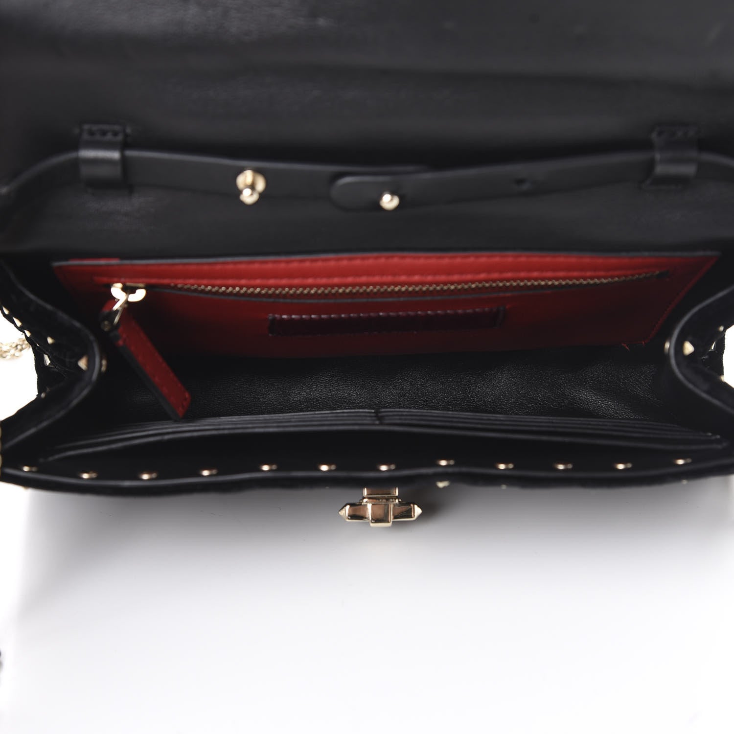 Valentino Garavani Velvet Rockstud Spike Wallet on Chain Black 4 of 10