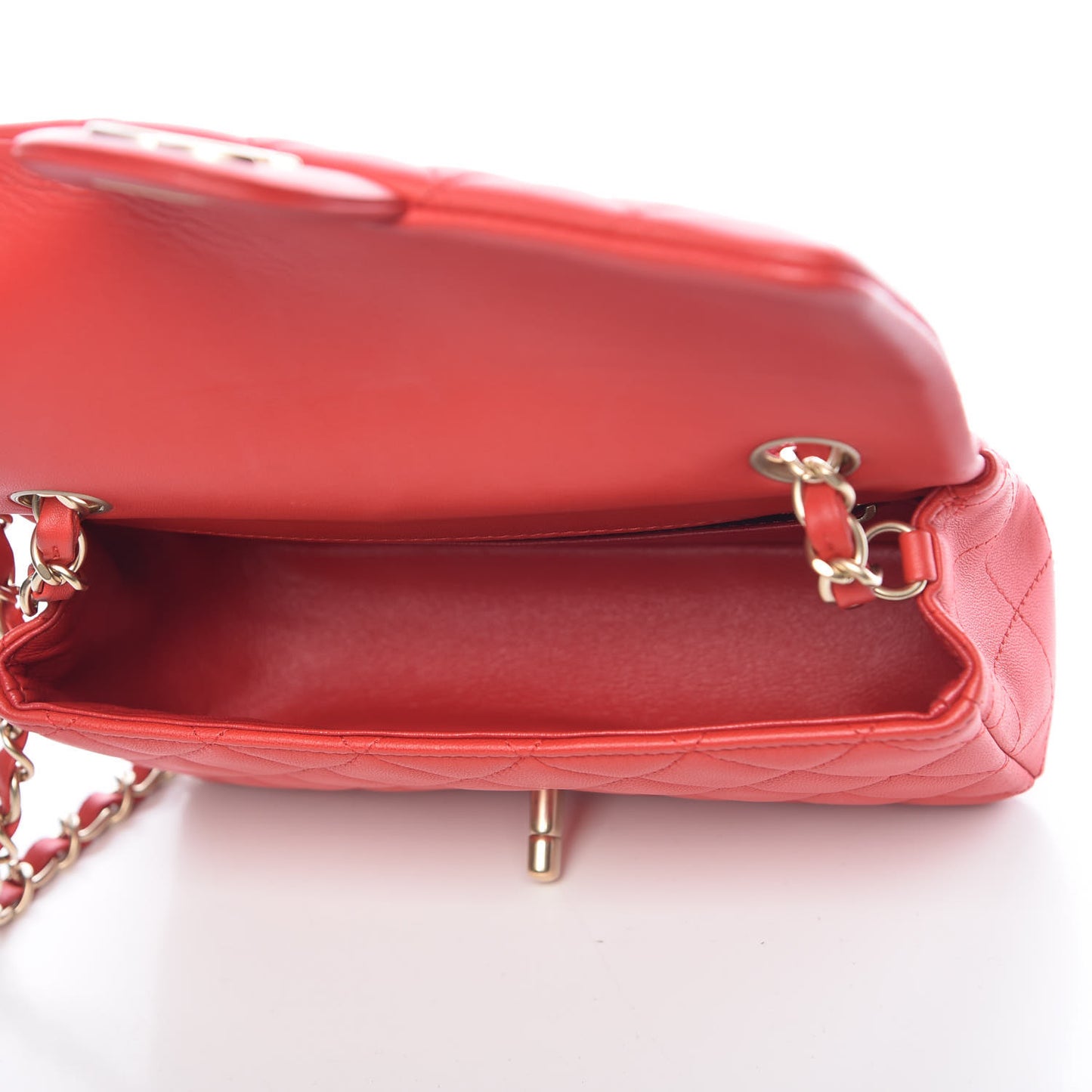 Lambskin Quilted Mini Rectangular Flap Red