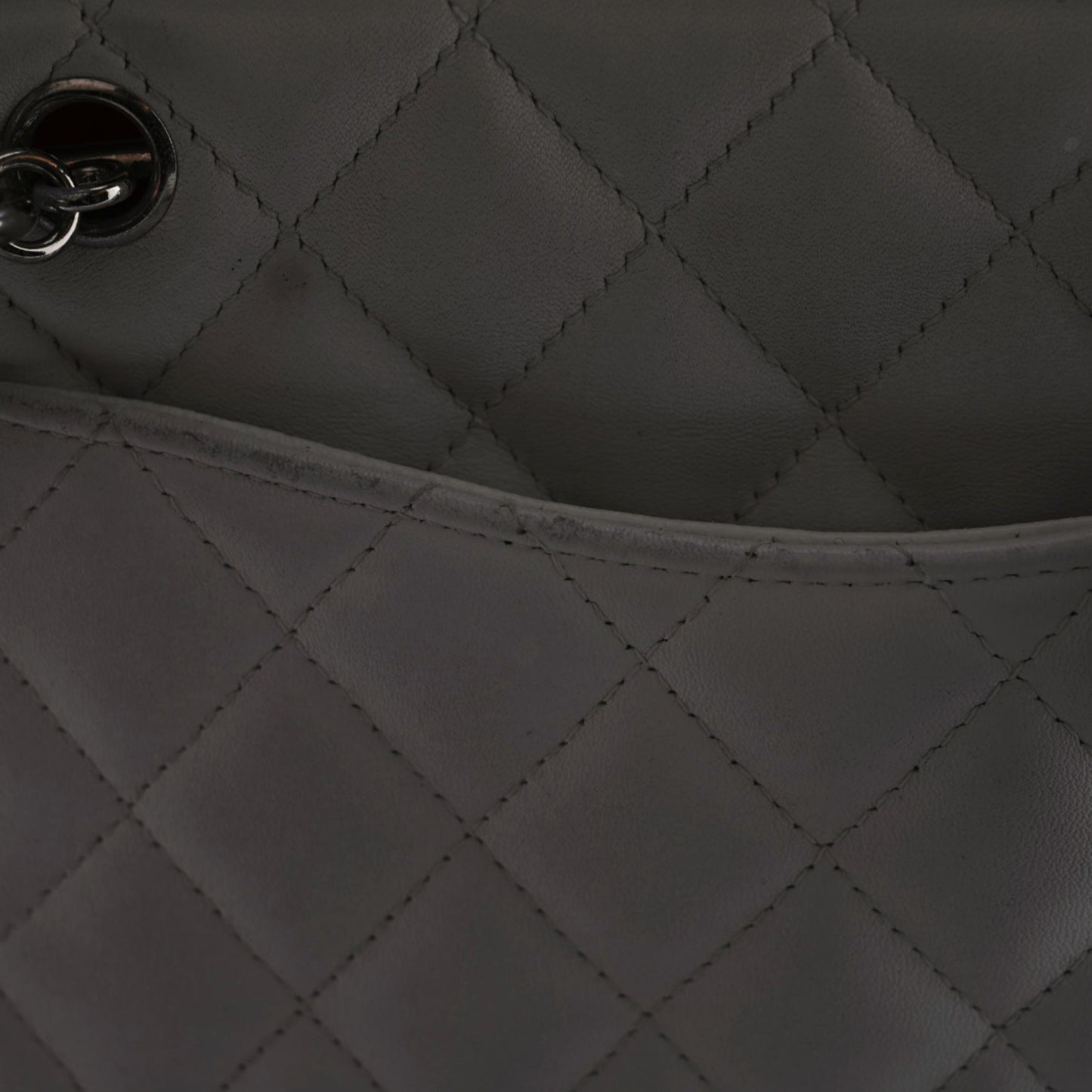 Calfskin Quilted Large Cambon Bowler White Black