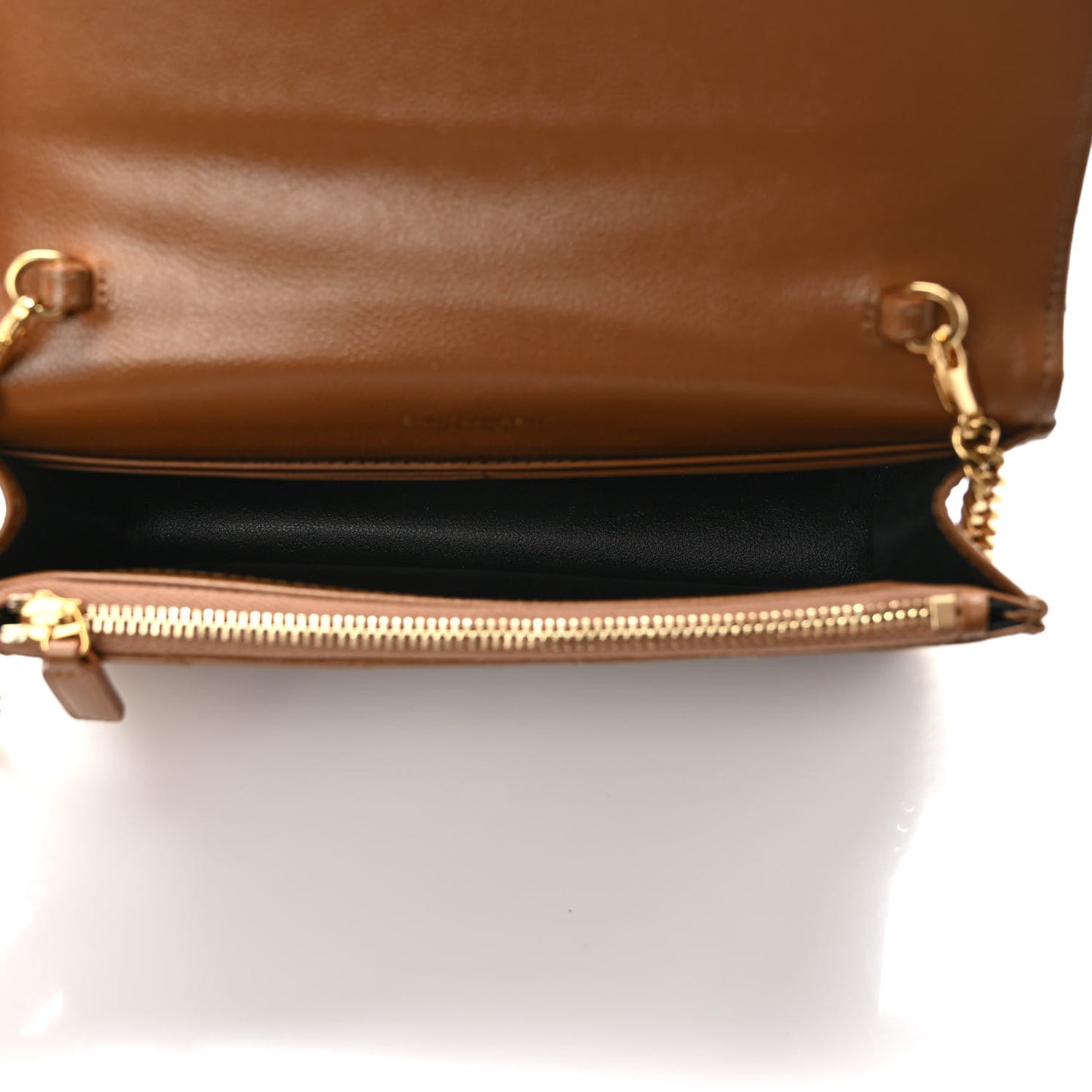 Grain De Poudre Matelasse Chevron Monogram Envelope Chain Wallet Natural Dark Dark Beige