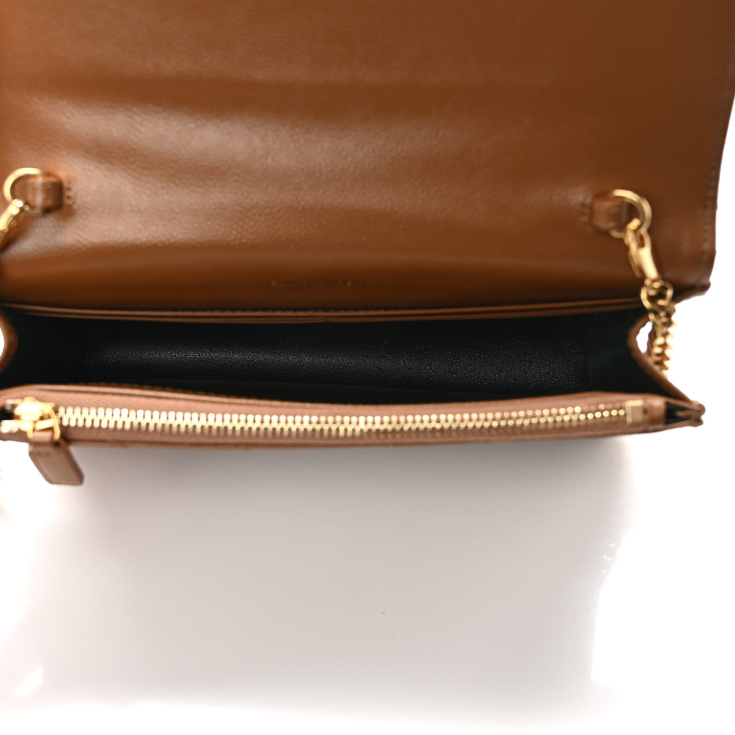 Saint Laurent Grain De Poudre Matelasse Chevron Monogram Envelope Chain Wallet Natural Dark Dark Beige 5 of 8
