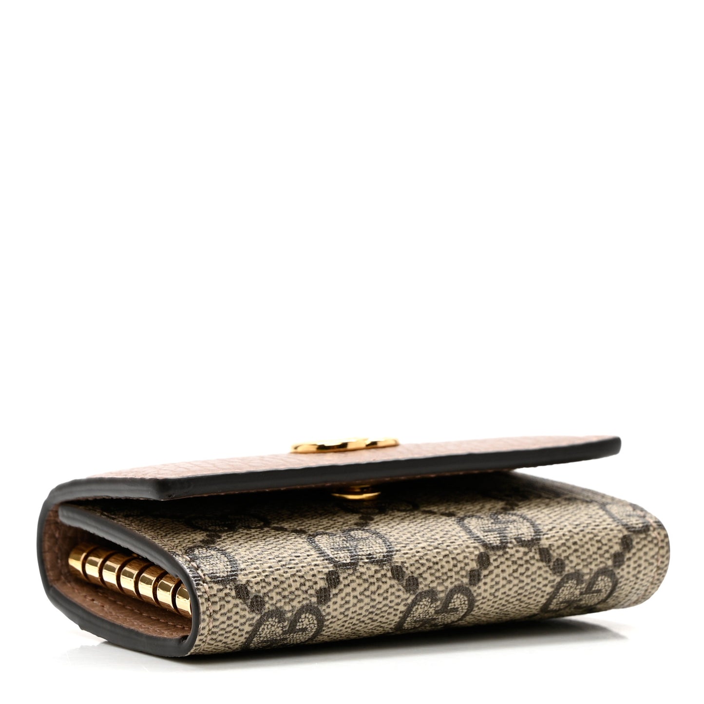 Dollar Calfskin GG Supreme Monogram GG Marmont 6 Key Holder Case Rose Beige Ebony