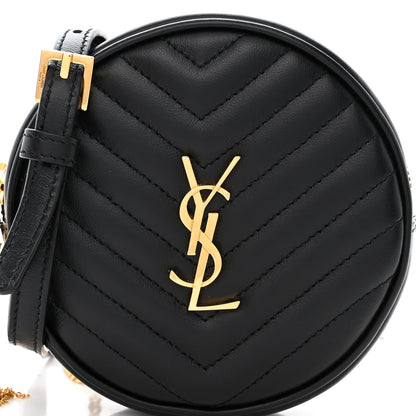Saint Laurent Calfskin Matelasse Chevron Quilted Baby Round Vinyle Belt Bag Black 8 of 10