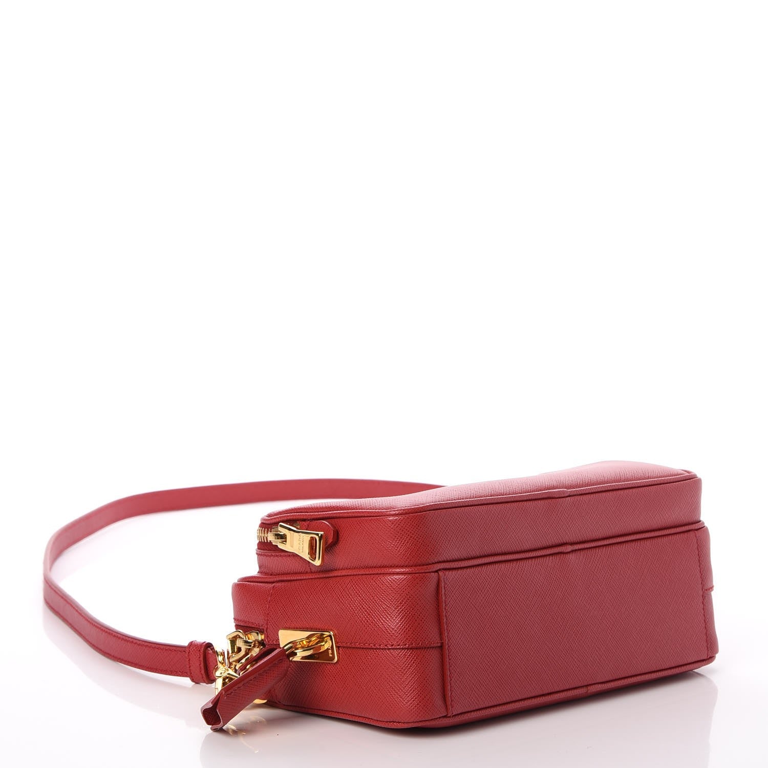 Prada Saffiano Lux Double Zip Crossbody Bag Fuoco 4 of 8