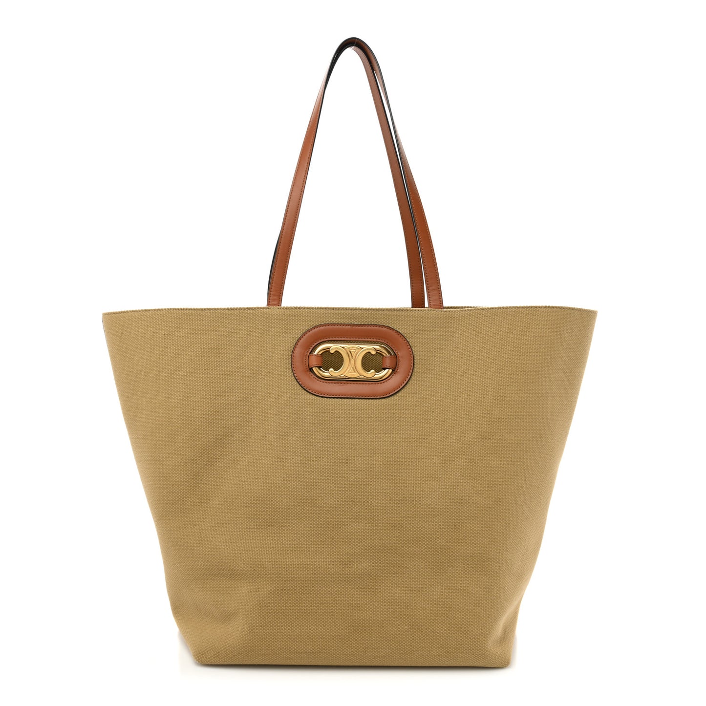 Canvas Calfskin Cuir Triomphe Tote Natural