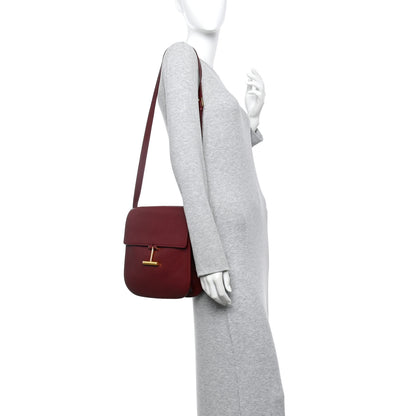 Tom Ford Grained Calfskin Large T Clasp Tara Crossbody Bag Cabernet 2 of 12