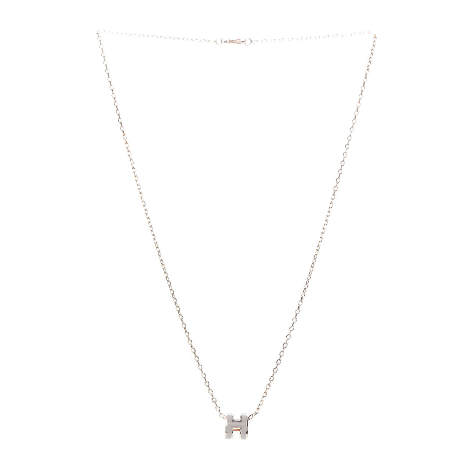 Hermes Lacquered Rose Gold Pop H Pendant Necklace Marron Glace 3 of 5