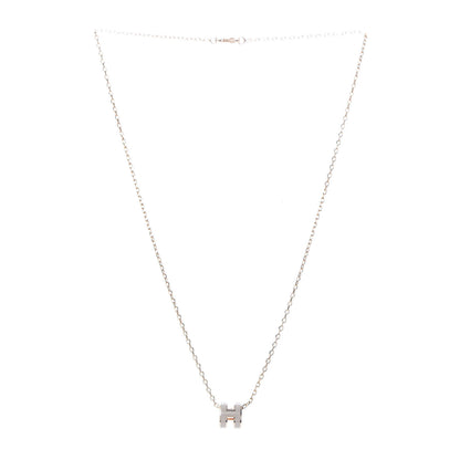 Hermes Lacquered Rose Gold Pop H Pendant Necklace Marron Glace 3 of 5
