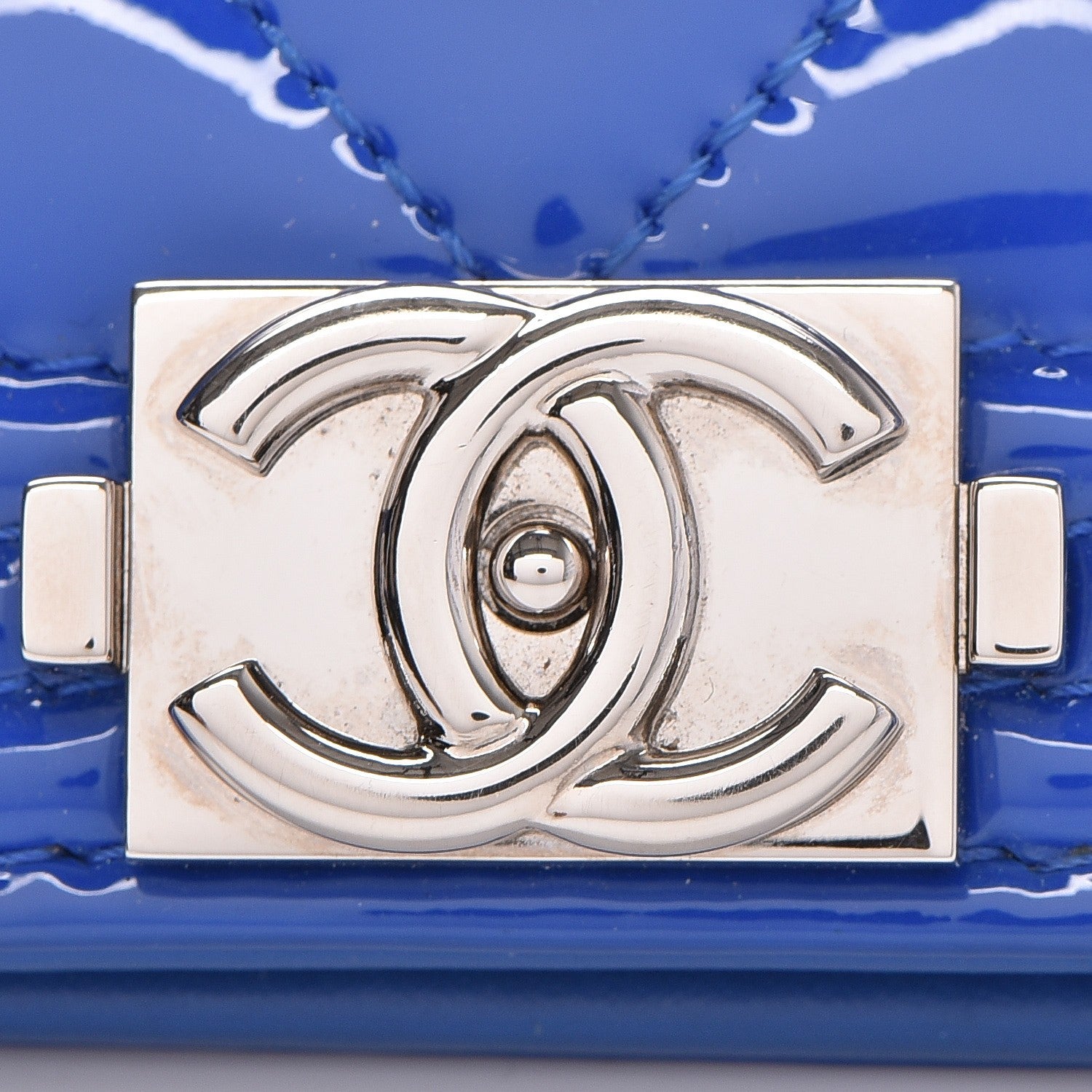 Chanel Patent Calfskin Quilted Boy Yen Wallet Dark Blue 11 of 20