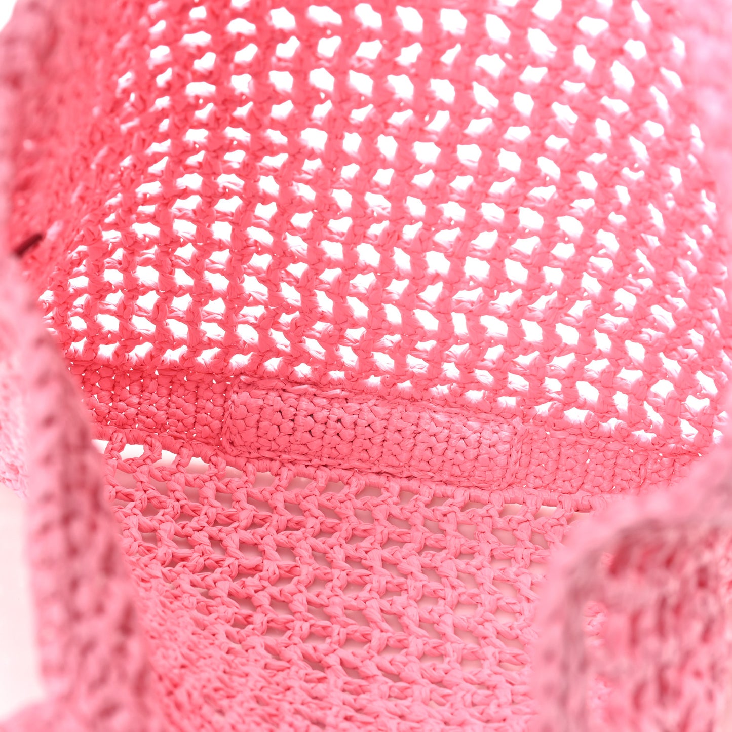 Yarn Raffia Effect Crochet Logo Embroidered Tote Bag Petalo