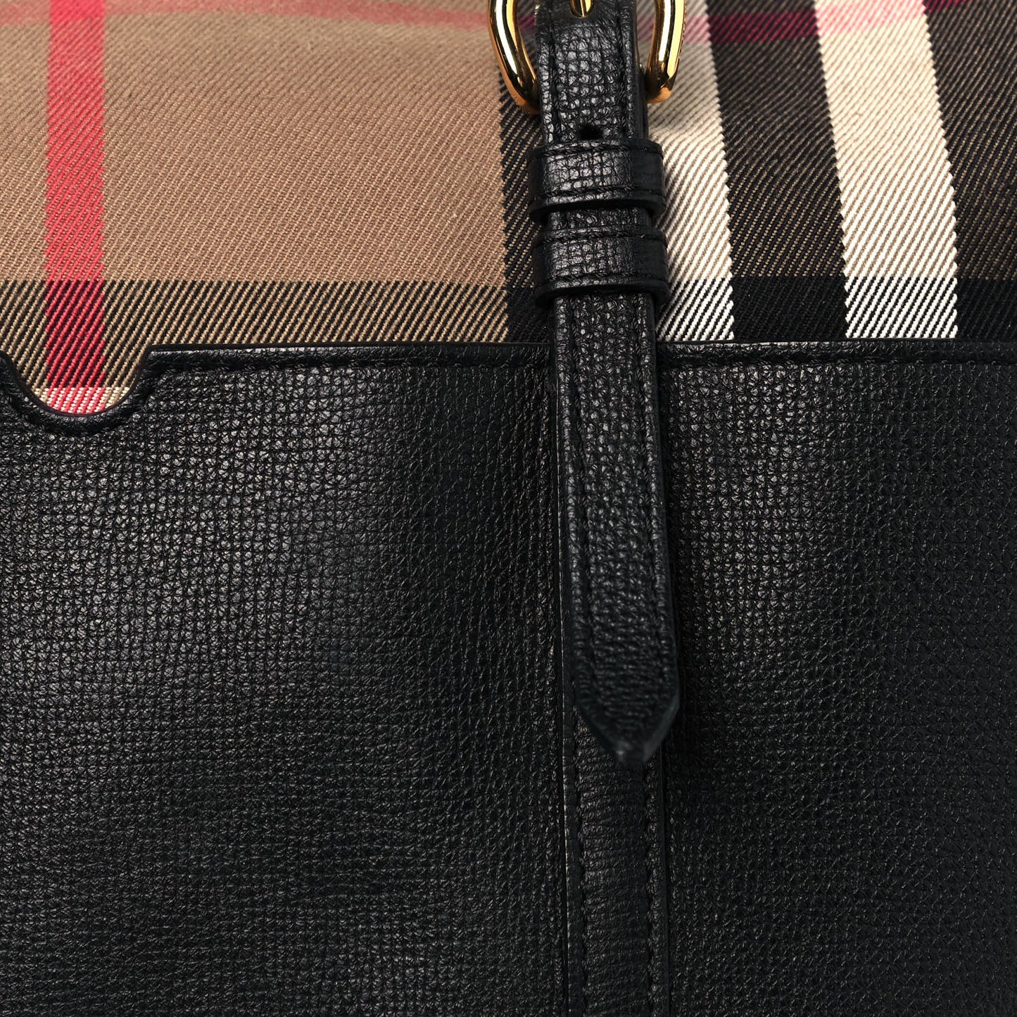 Grainy Calfskin House Check Mason Diaper Tote Black