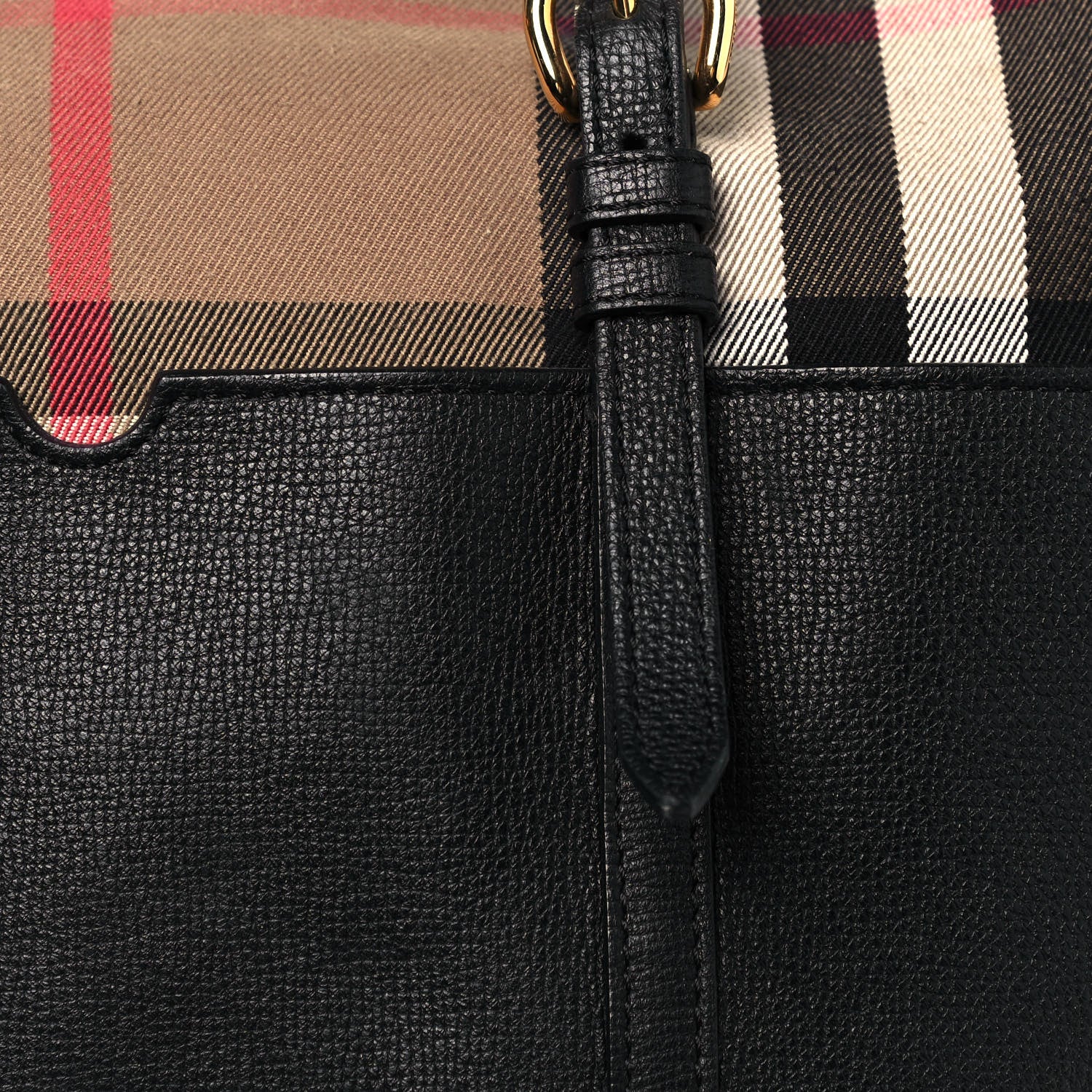 Burberry Grainy Calfskin House Check Mason Diaper Tote Black 9 of 16