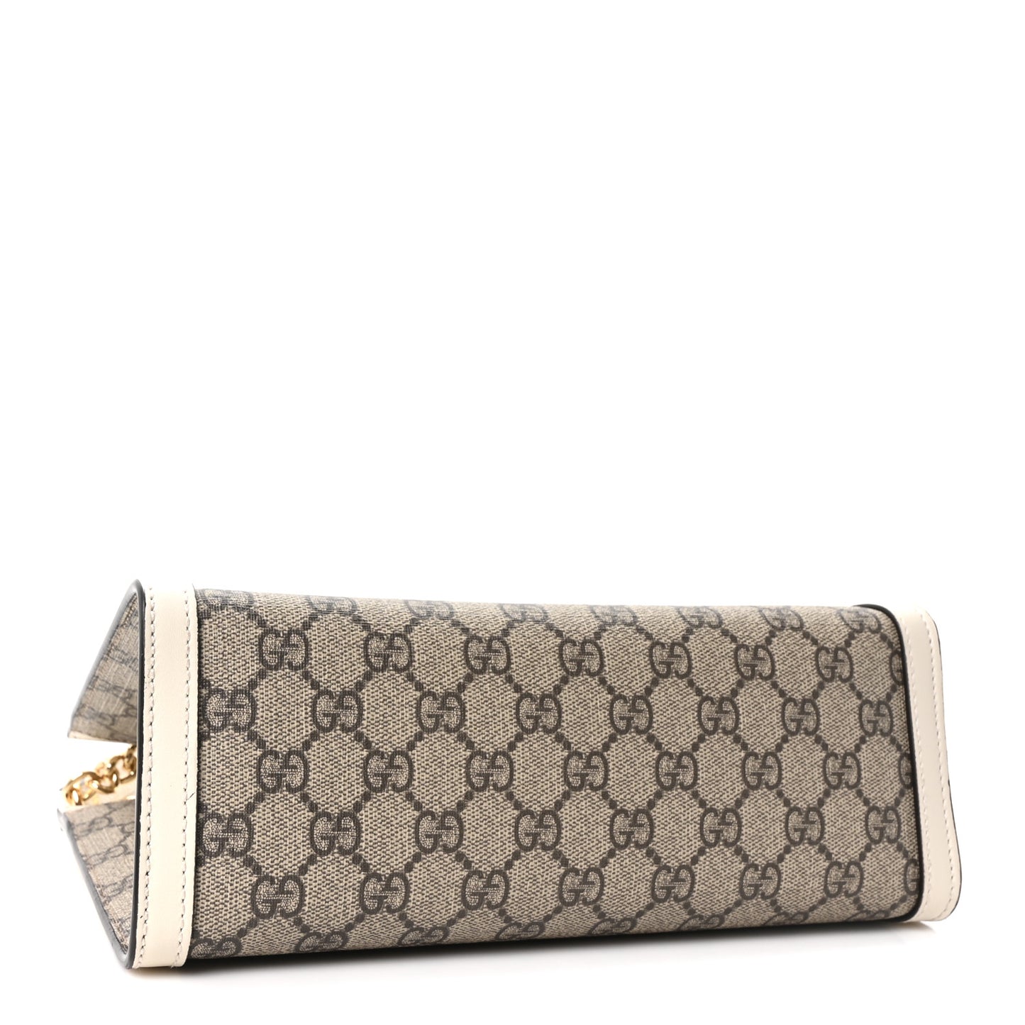 GG Supreme Monogram Moon Calfskin Small Padlock Tote Beige Ebony Mystic White