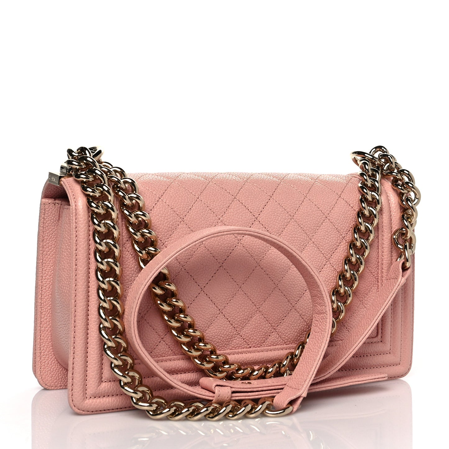Caviar Quilted Medium Boy Flap Light Pink