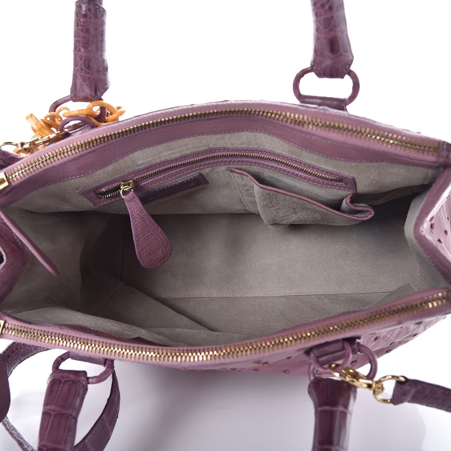 Ostrich Crocodile Mango Tote Purple