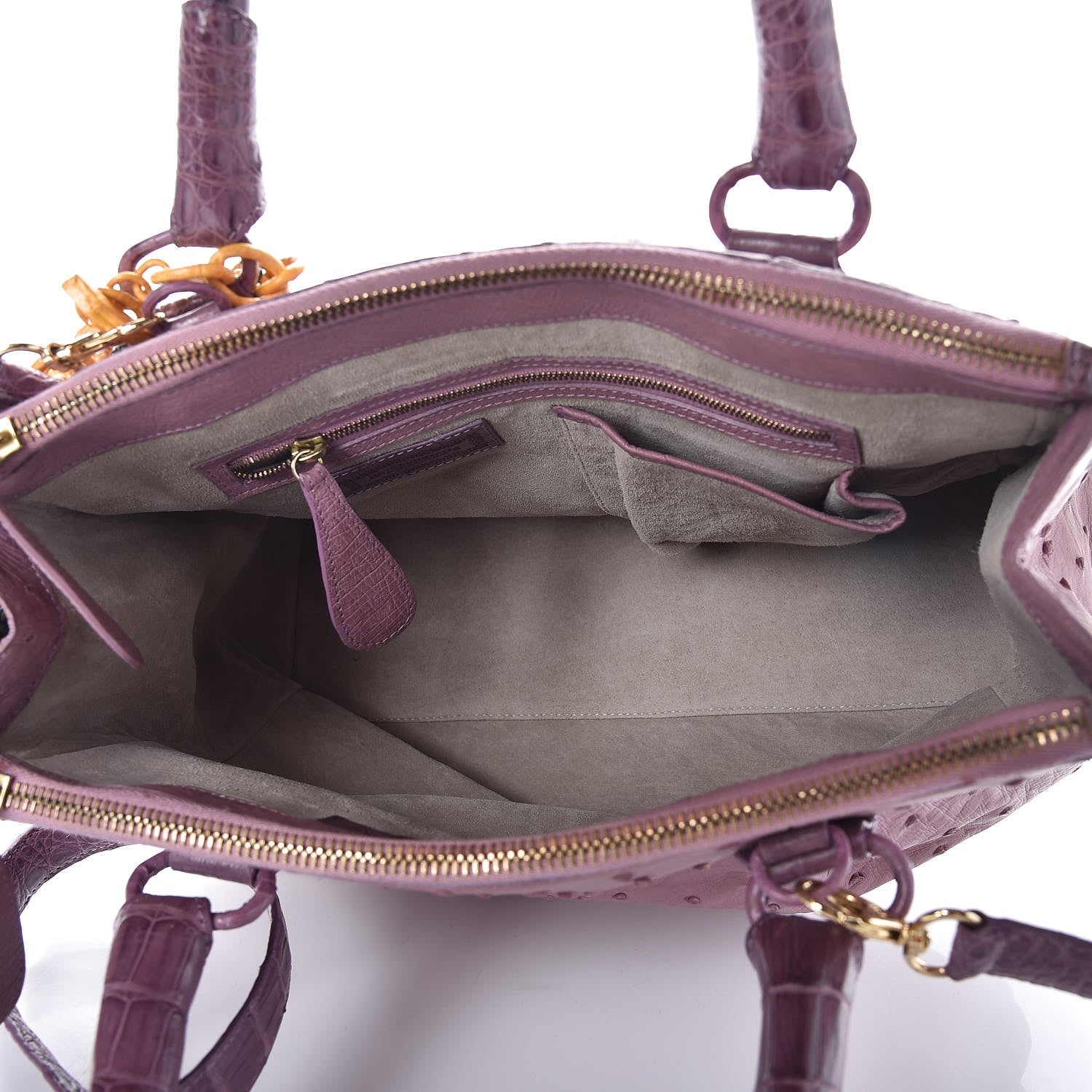 Nancy Gonzalez Ostrich Crocodile Mango Tote Purple 5 of 10