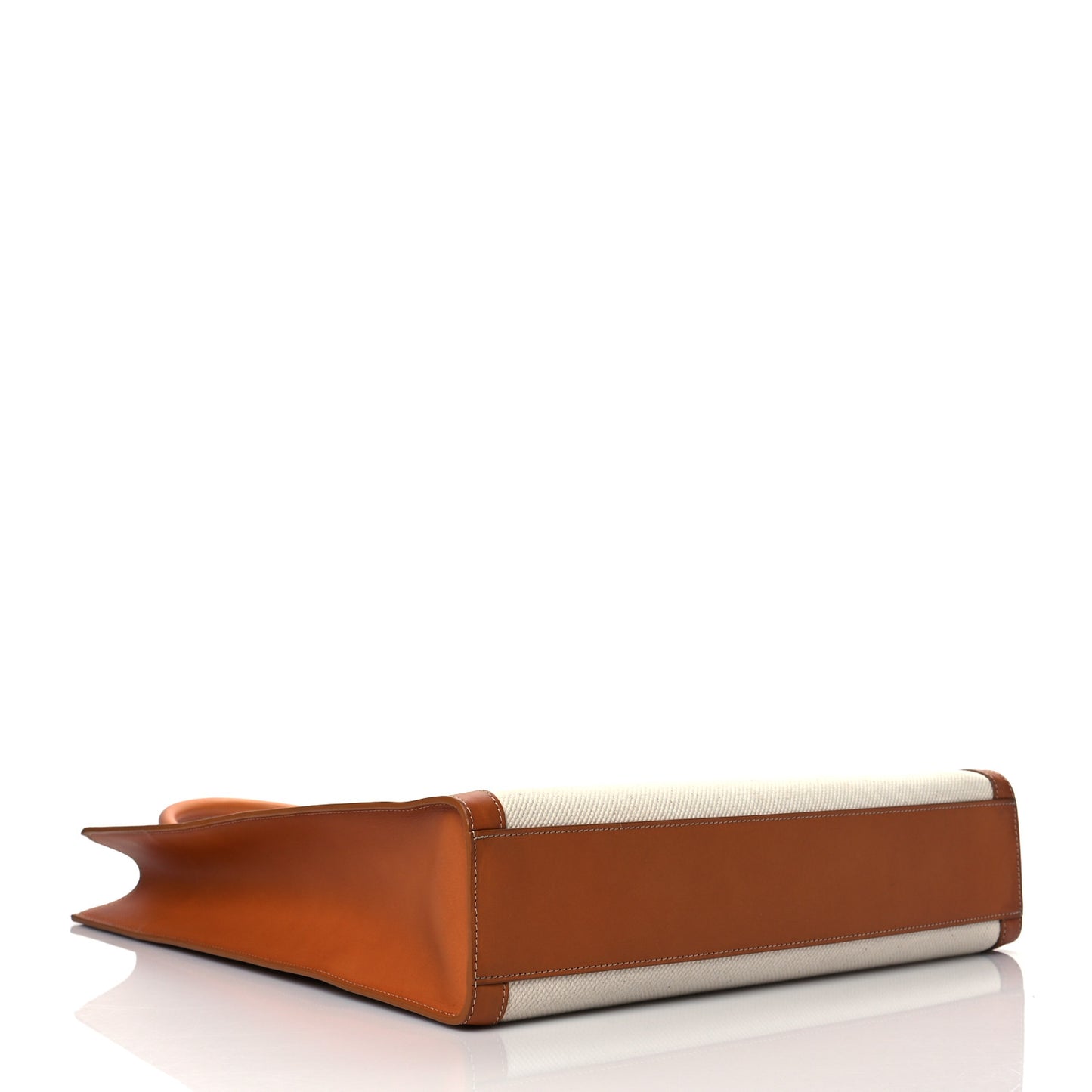 Canvas Calfskin Vertical Cabas Natural Tan