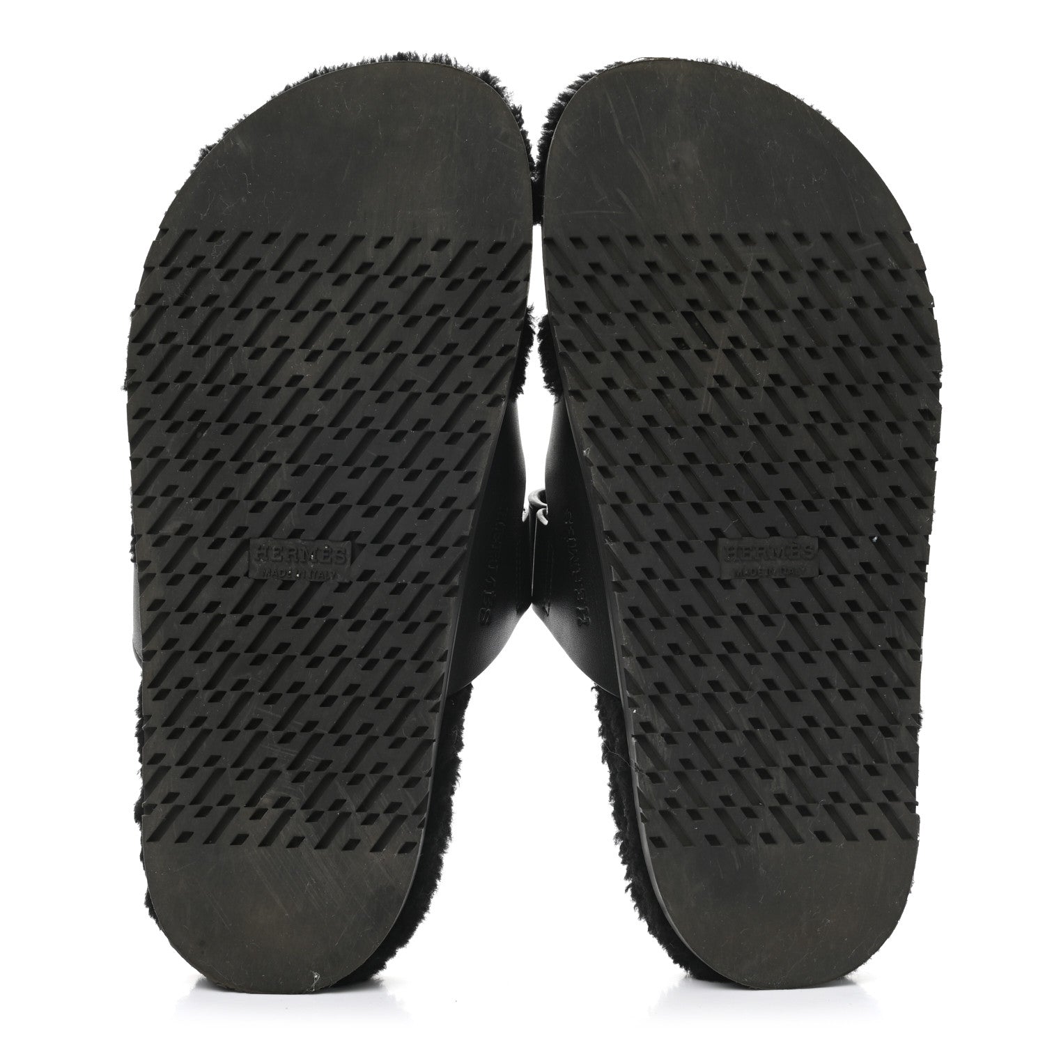 Hermes Calfskin Woolskin Womens Chypre Sandals 38 Black 5 of 13