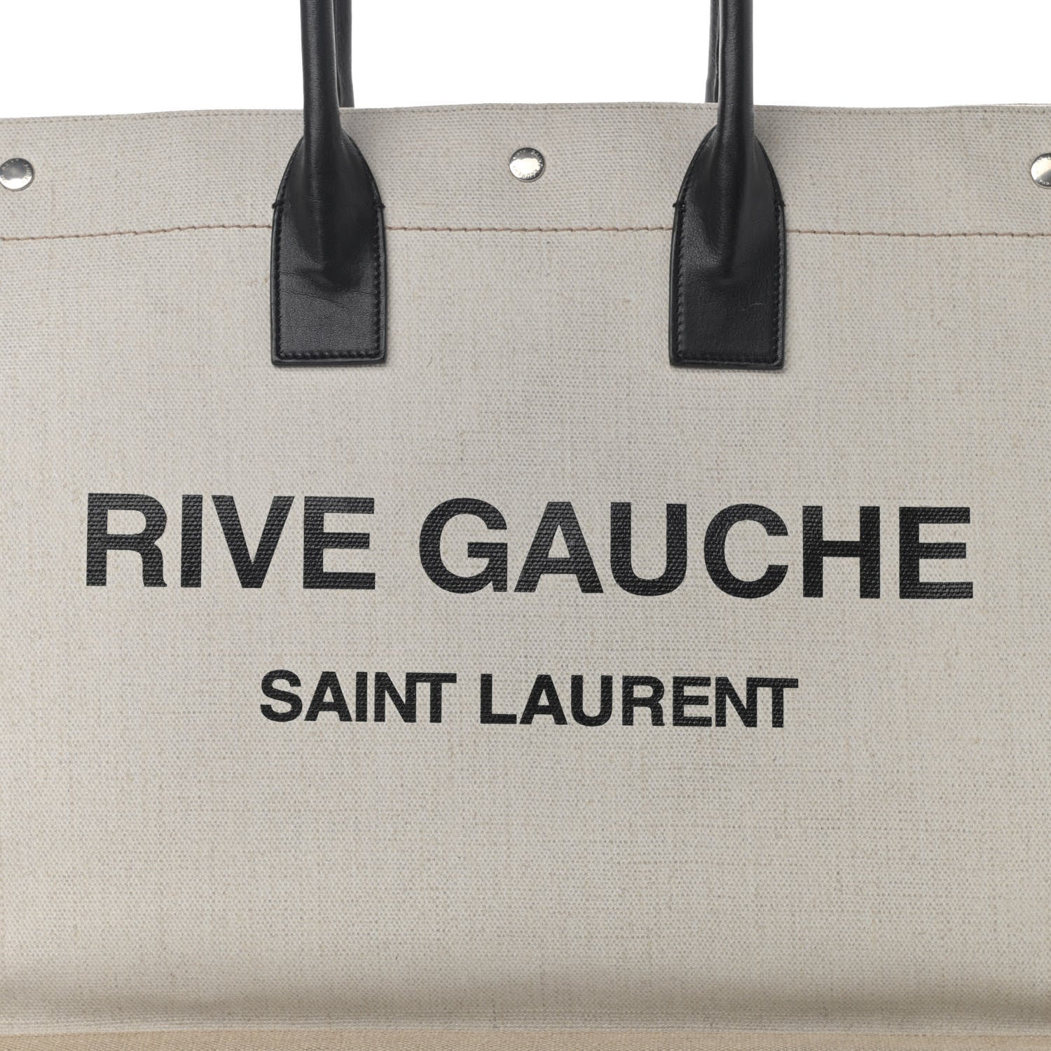 Saint Laurent Linen Calfskin Rive Gauche Tote Optic White 8 of 13