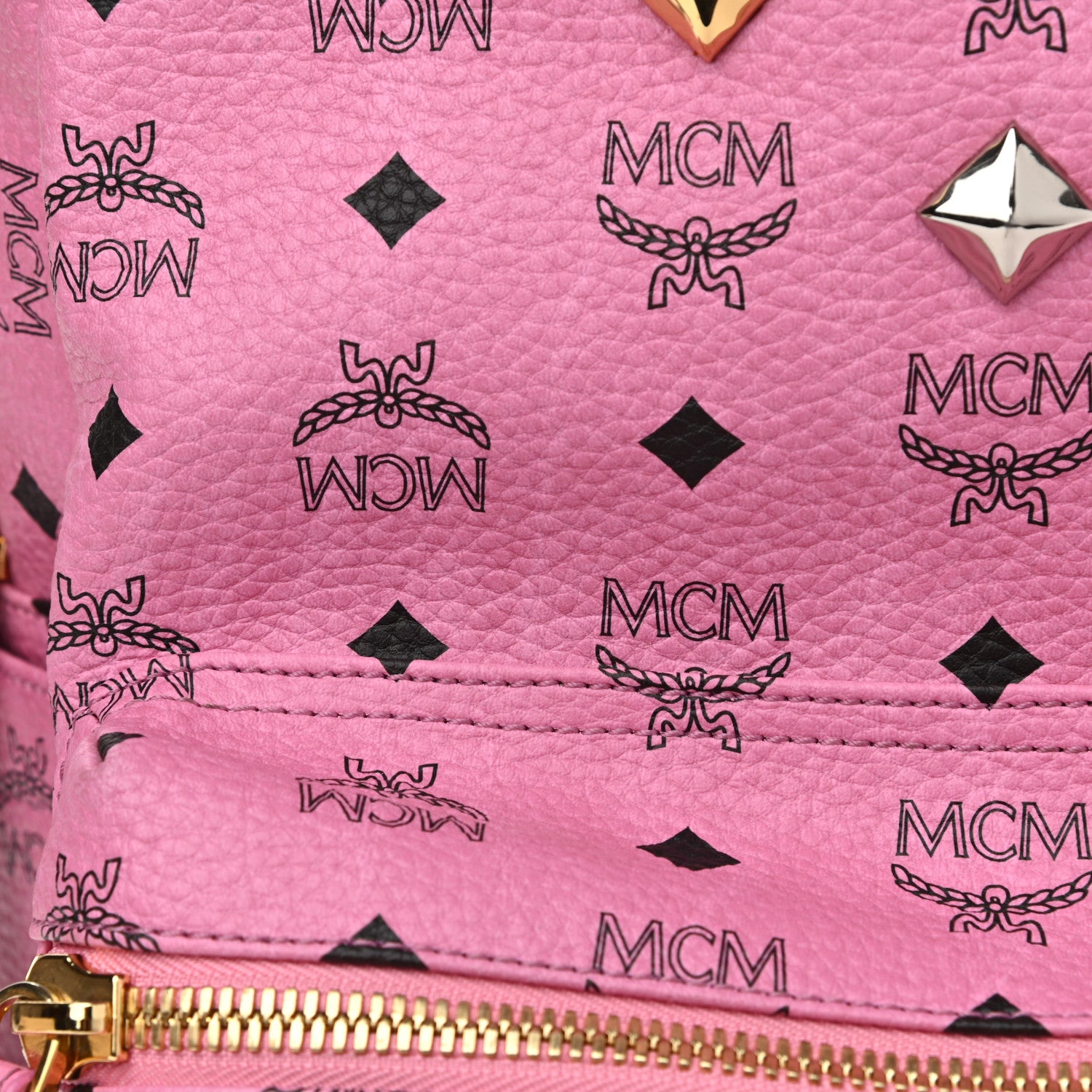 MCM Visetos Medium Sprinkle Stud Stark Backpack Pink 11 of 14