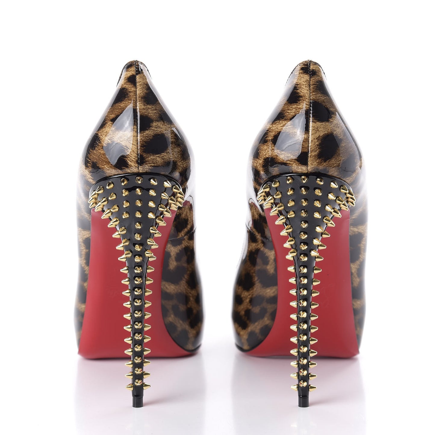 Patent Leopard New Very Prive Spikes 120 Pumps 40.5 Brown