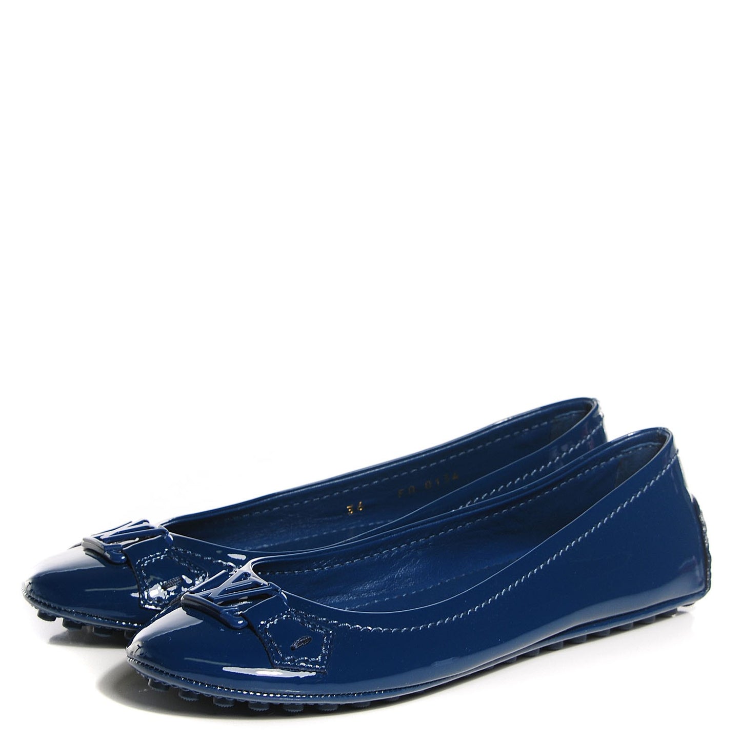 Patent Calfskin Oxford Ballerina Flats 36 Blue