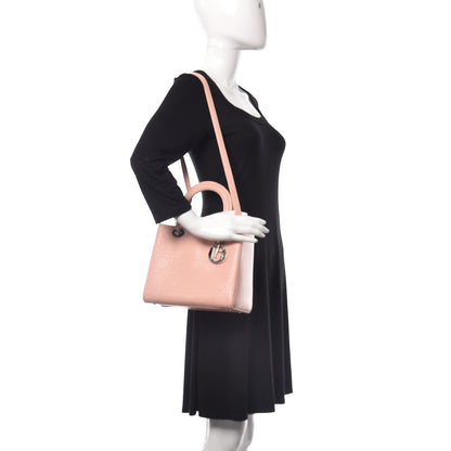 Christian Dior Grained Calfskin Cannage Medium Lady Dior Pink 2 of 9