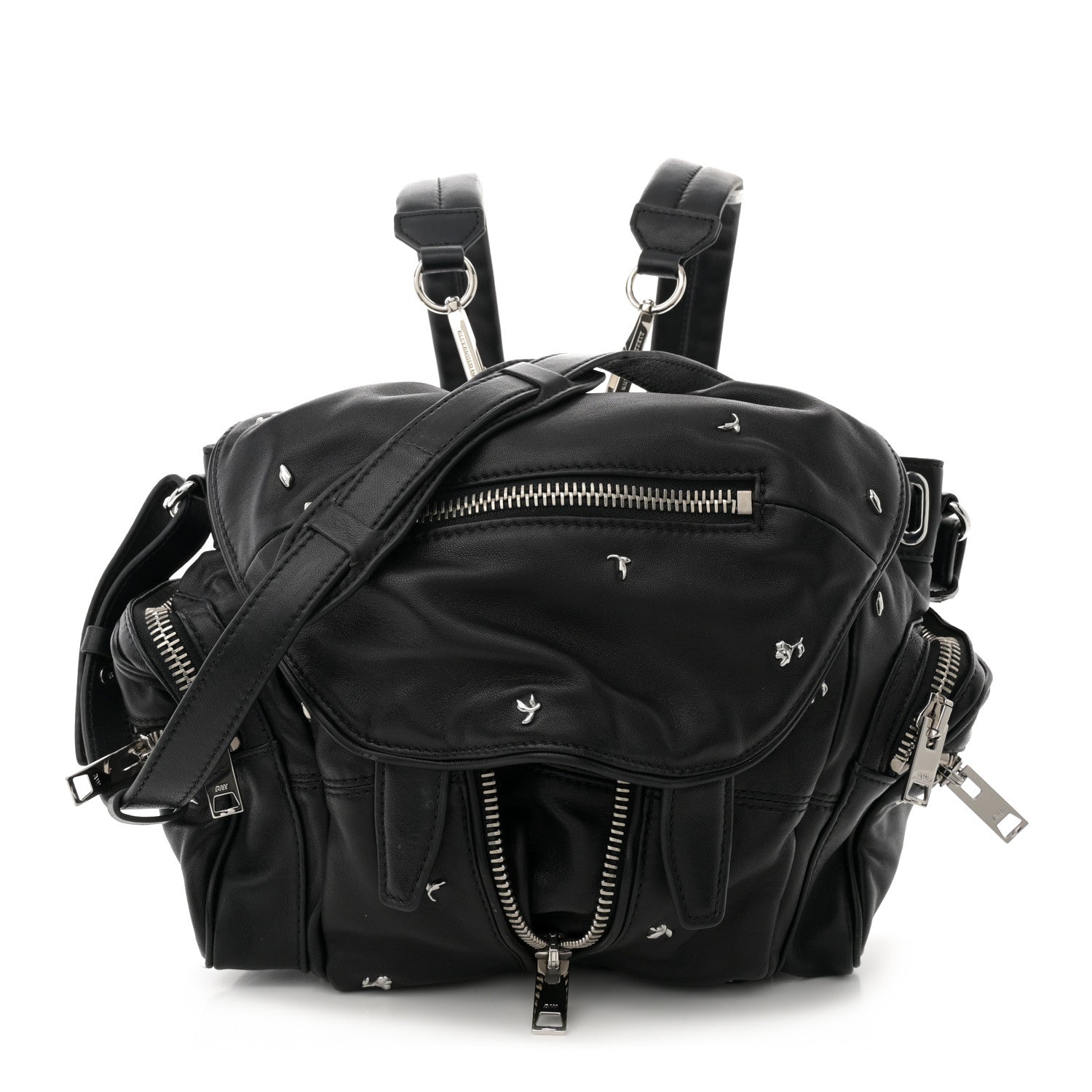 Alexander Wang Lambskin Rose Studded Marti Backpack Bag Washed Black Rhodium Hardware 1 of 11